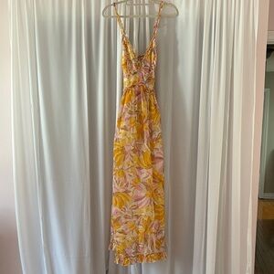 Floral Yellow and Pink Maxi Dress